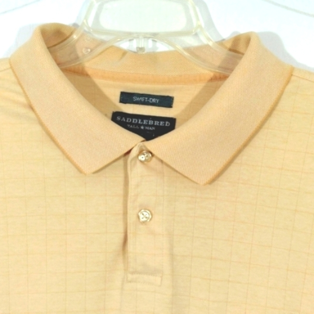 Saddlebred Swift Dry Tall Man Yellow Short Sleeve Polo Shirt 2XLT
